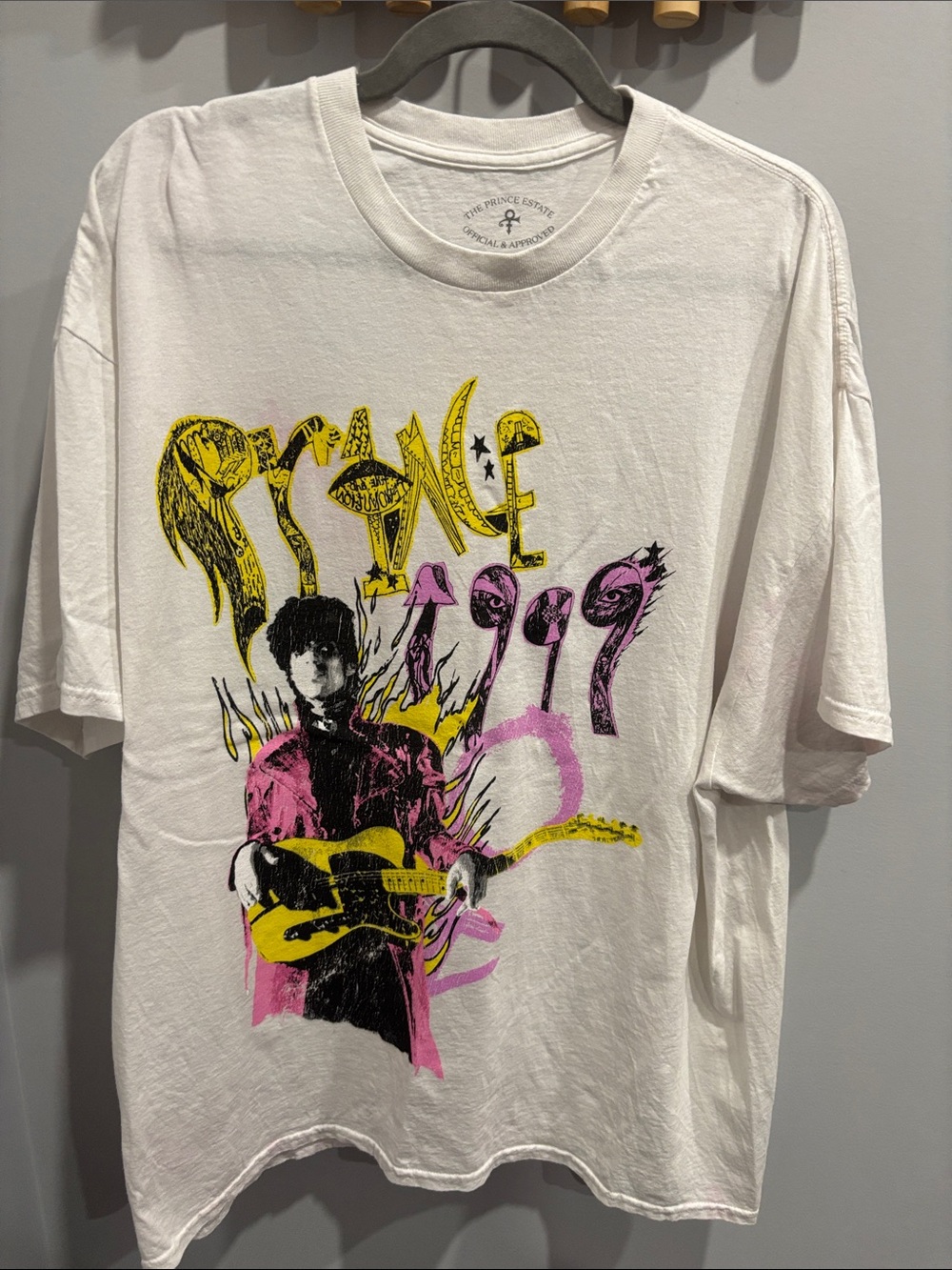 Prince White Tee with Yellow & Pink Graphic